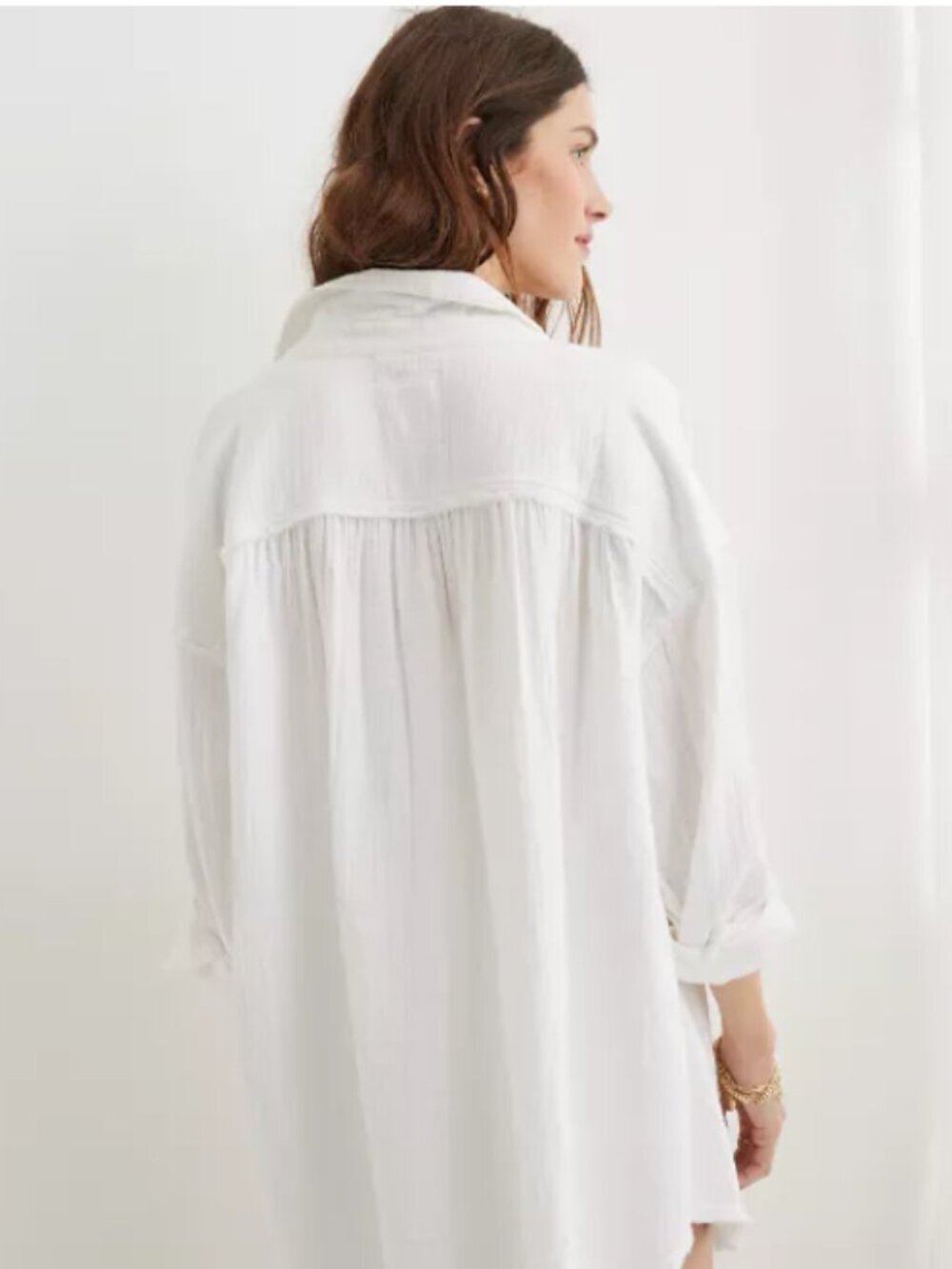 Aerie White Oversized Gauzy Coverup Shirt 100% Cotton Women's Size XXS